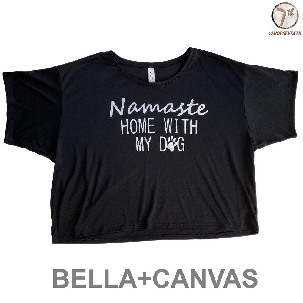 (40% OFF) Canvas Dog Mom Namaste Graphic Black Crop Top